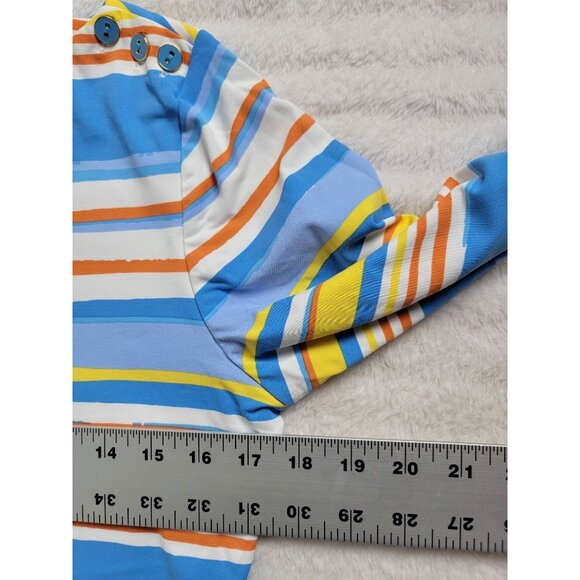 J.McLaughlin Womens Colorful Striped Boat Neck 3/4 Sleeve Top Medium Stretch - Picture 7 of 8